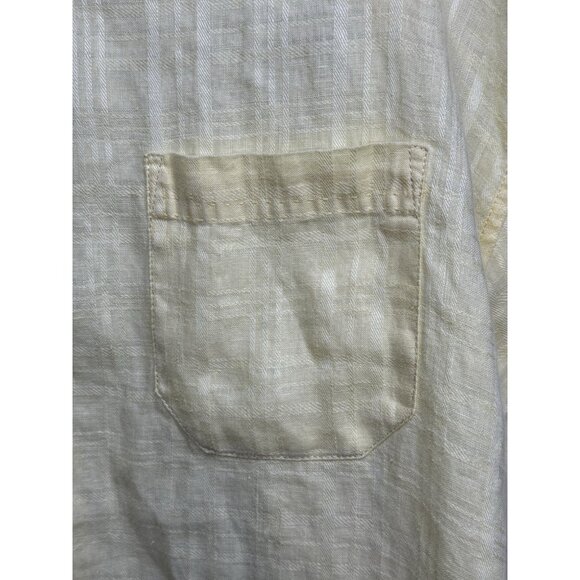 Tommy Bahama Mens Large Yellow 100% Linen Short‎ Sleeve Button Front Camp Shirt - Picture 3 of 6